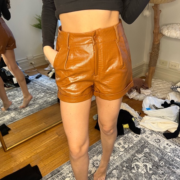 Dominica Python Shorts in Brown - Picture 3 of 4